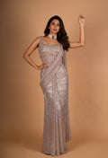 Champagne Gold Sequin Designer Saree with Embellished Blouse