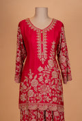 Royal Red Embroidered Kurta Palazzo Set with Dupatta