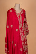 Royal Red Embroidered Kurta Palazzo Set with Dupatta