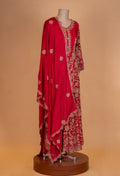 Royal Red Embroidered Kurta Palazzo Set with Dupatta