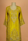 Mustard Yellow Embroidered Kurta Palazzo Set with Dupatta