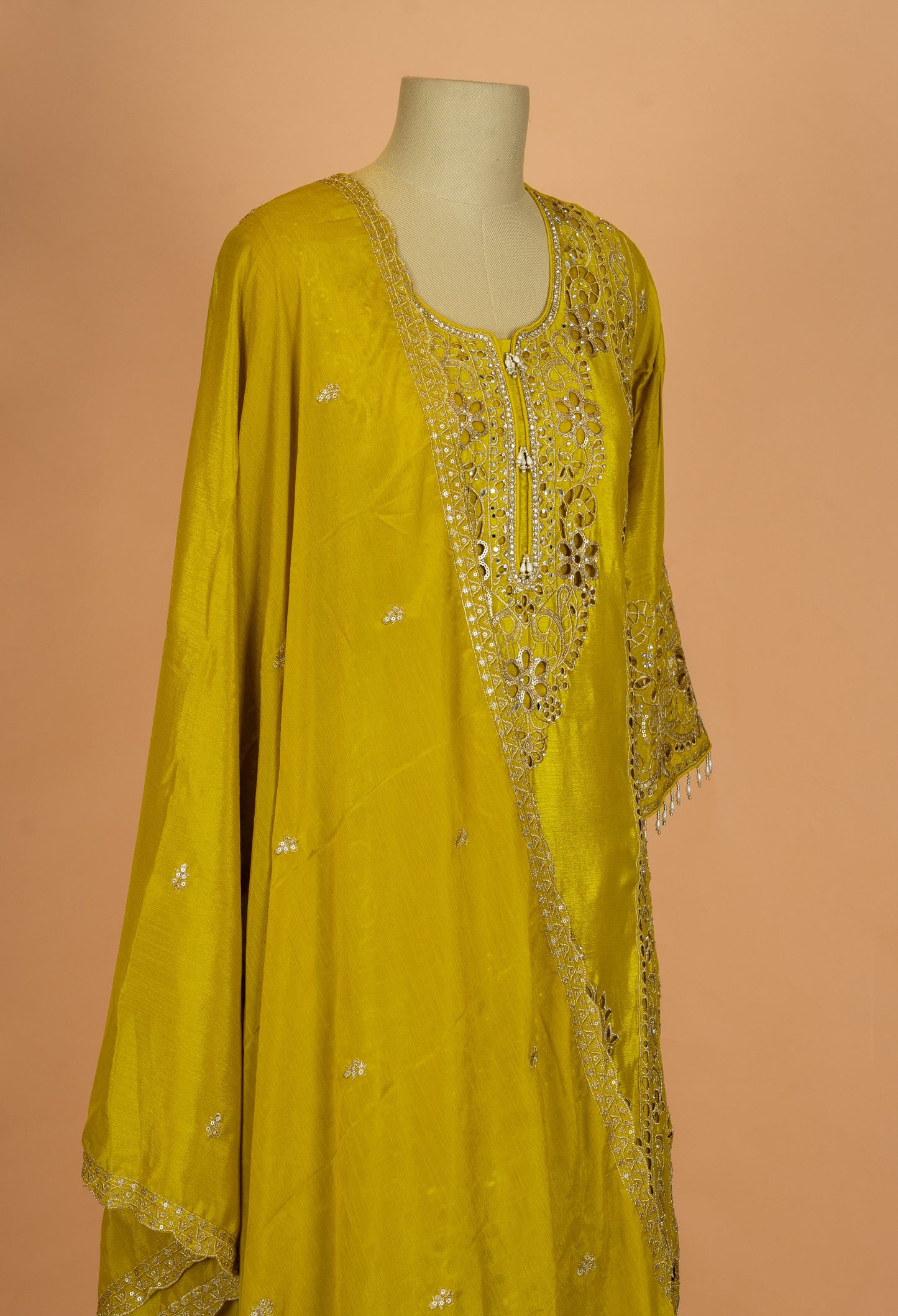 Mustard Yellow Embroidered Kurta Palazzo Set with Dupatta