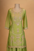 Elegant Green Embroidered Kurta Patiala Set with Dupatta