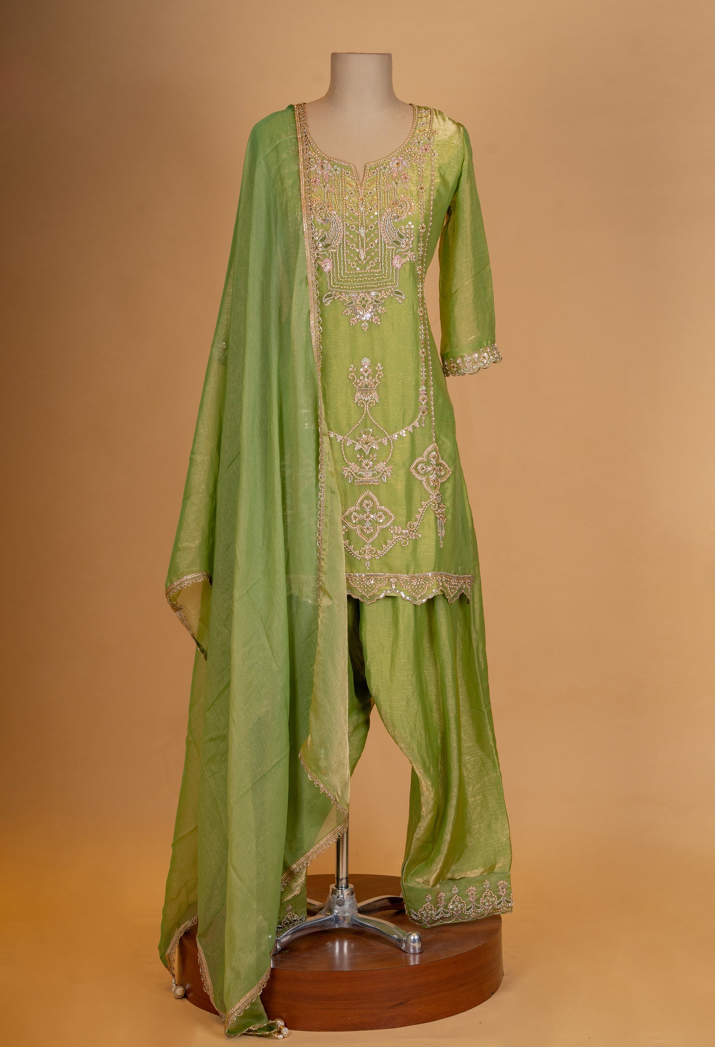 Elegant Green Embroidered Kurta Patiala Set with Dupatta