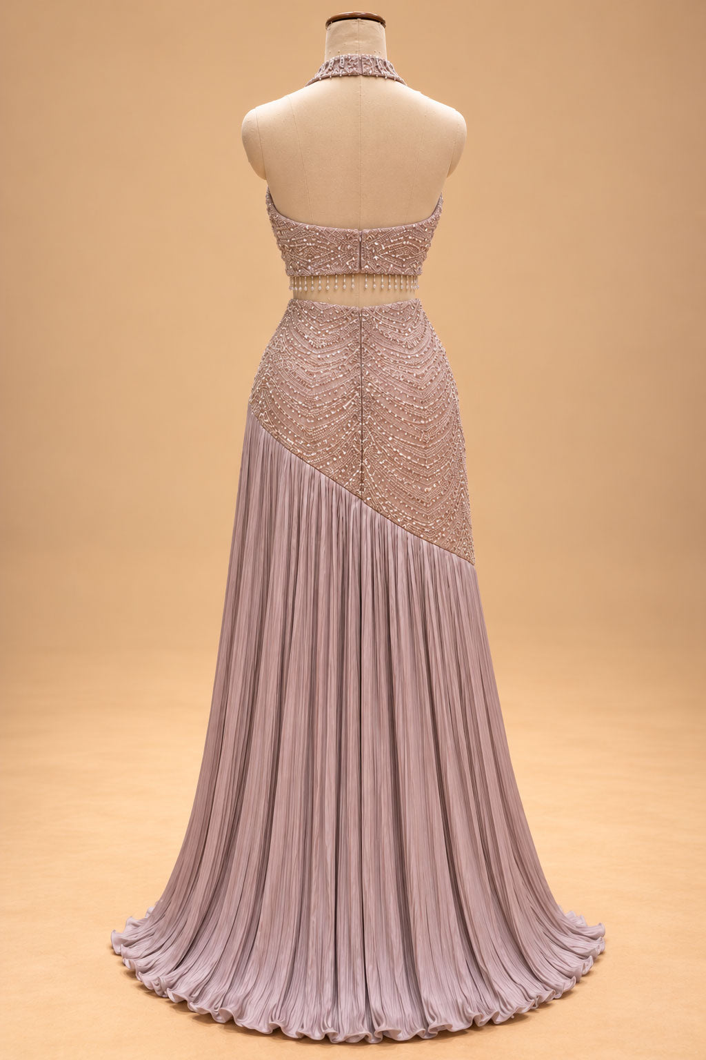 Elegant Dusty Mauve Embellished Designer Lehenga Set with Cape Dupatta