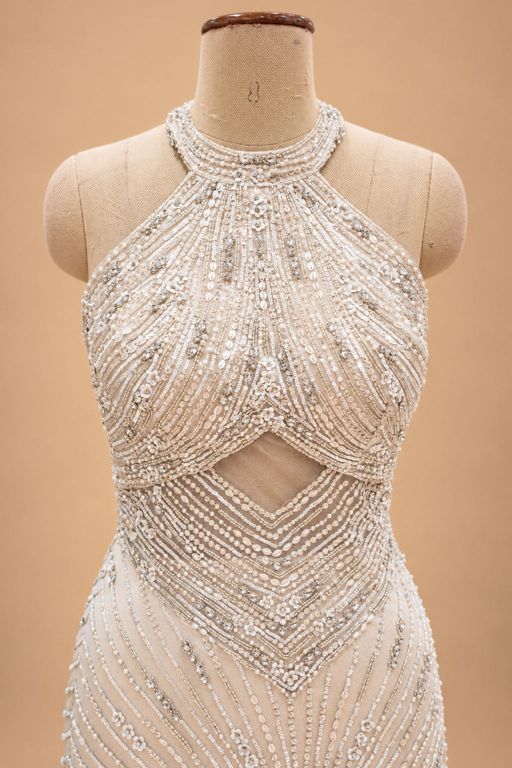 Elegant Ivory White Designer Mermaid Gown with Sequin & Bead Embellishments