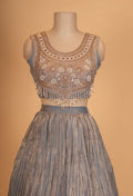 Luxury Grey Embroidered Lehenga Set with Cape-Style Dupatta