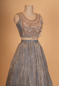 Luxury Grey Embroidered Lehenga Set with Cape-Style Dupatta