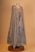 Luxury Grey Embroidered Lehenga Set with Cape-Style Dupatta