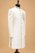 Men's Premium Ivory Sherwani with Gold Floral Embroidery for Weddings
