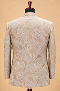Men's Premium Beige Embroidered Indo-Western Sherwani Set for Weddings