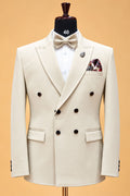Men's Premium Ivory Double-Breasted Formal Suit for Weddings & Receptions