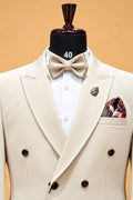 Men's Premium Ivory Double-Breasted Formal Suit for Weddings & Receptions