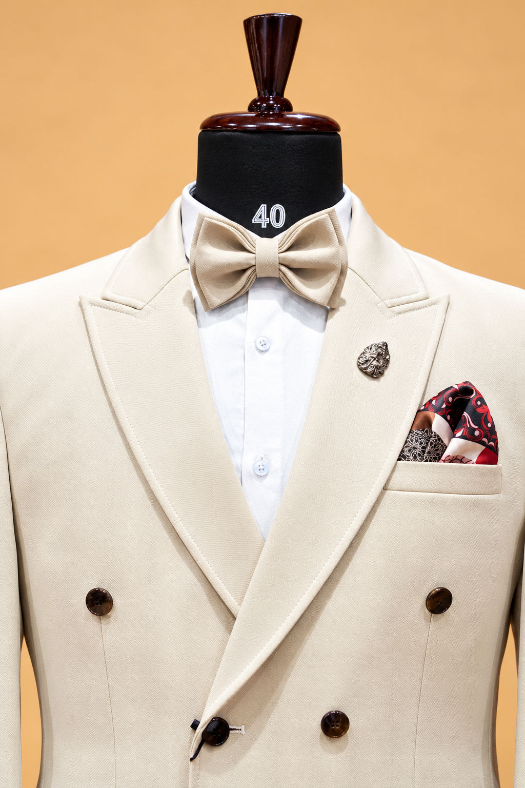 Men's Premium Ivory Double-Breasted Formal Suit for Weddings & Receptions