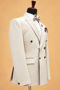 Men's Premium Ivory Double-Breasted Formal Suit for Weddings & Receptions