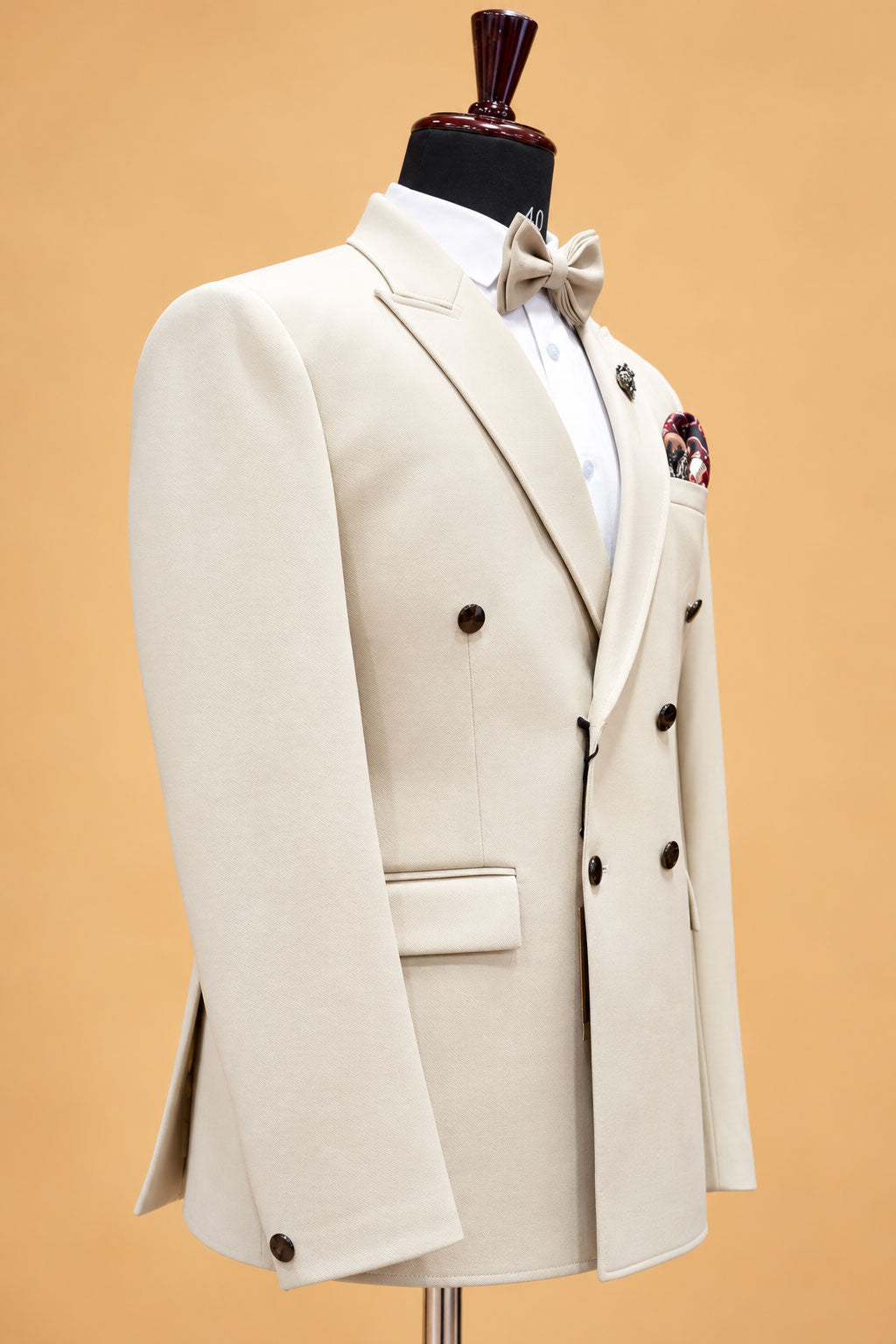 Men's Premium Ivory Double-Breasted Formal Suit for Weddings & Receptions