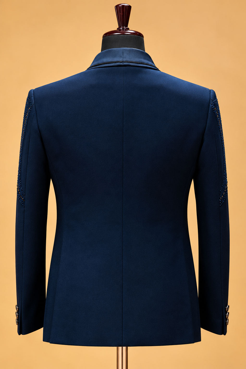 Men's Premium Navy Blue Embellished Three-Piece Tuxedo Suit for Weddings & Receptions