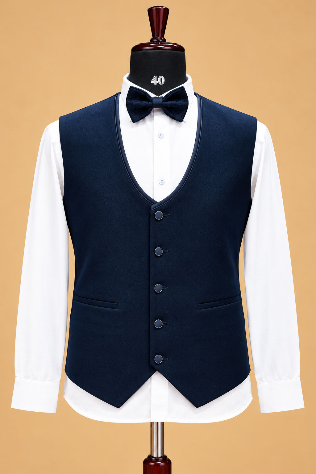 Men's Premium Navy Blue Embellished Three-Piece Tuxedo Suit for Weddings & Receptions