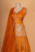 Mustard Orange Embroidered Lehenga Set with Dupatta