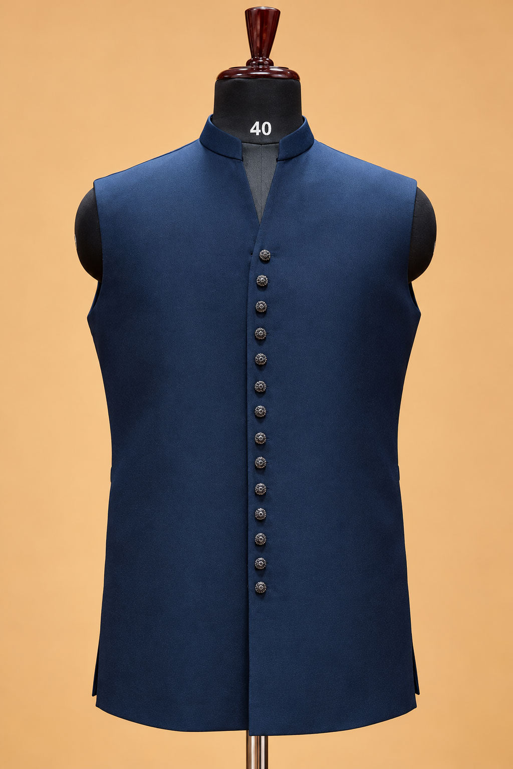 Men's Premium Navy Blue and Gold Brocade Indo-Western Sherwani Set for Weddings