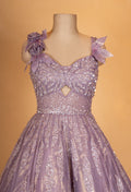 Lavender Sequin Embellished Designer Ball Gown for Women