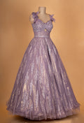 Lavender Sequin Embellished Designer Ball Gown for Women