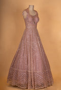 Rose Gold Sequin Embroidered Anarkali Gown for Women