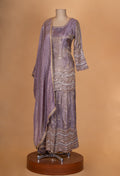 Dusty Lavender Embroidered Kurta Sharara Set with Dupatta