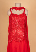 Red Sequin Embellished Party Wear Gown with Dupatta
