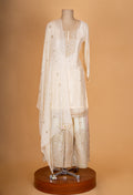 Elegant Cream Embroidered Kurta Set with Heavy Sharara & Dupatta