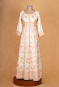 Ivory & Beige Embroidered Anarkali Suit Set with Net Dupatta