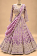 Luxury Lavender Lehenga with Shimmering Sequin Embroidery and Geometric Mirror-Style Work