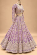 Luxury Lavender Lehenga with Shimmering Sequin Embroidery and Geometric Mirror-Style Work