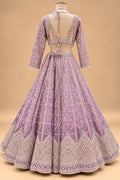 Luxury Lavender Lehenga with Shimmering Sequin Embroidery and Geometric Mirror-Style Work