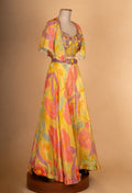 Yellow Floral Printed Lehenga Choli with Cape Dupatta – Designer Haldi & Mehendi Outfit for Women