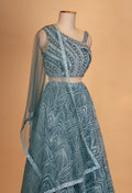 Teal Blue Sequin Embroidered Lehenga Choli with Net Dupatta – Designer Wedding & Party Wear Lehenga for Women