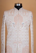 Cream Embroidered Sherwani Set for Men – Designer Groom Wedding & Reception Sherwani
