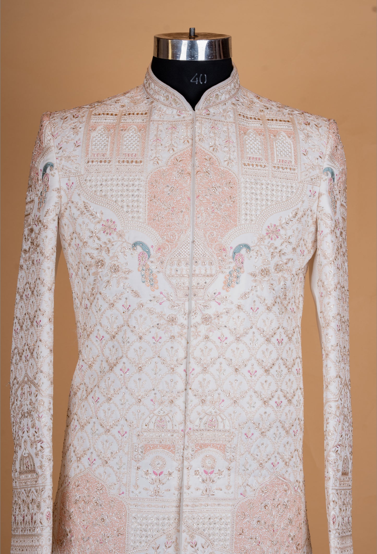 Cream Embroidered Sherwani Set for Men – Designer Groom Wedding & Reception Sherwani