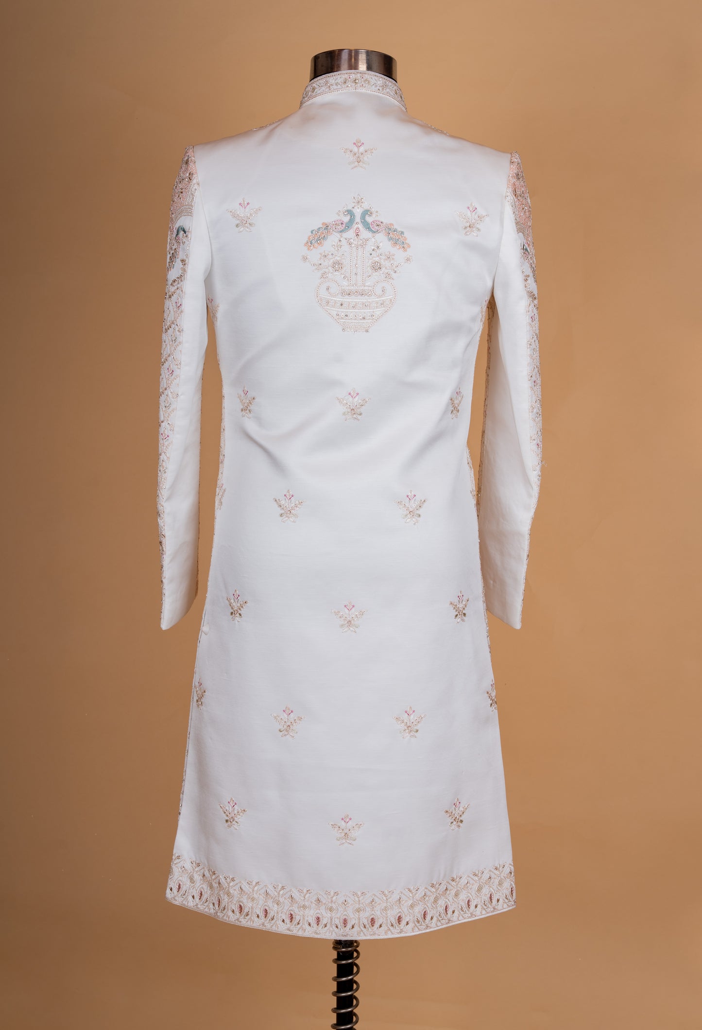 Cream Embroidered Sherwani Set for Men – Designer Groom Wedding & Reception Sherwani