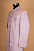 "Pastel Pink Embroidered Sherwani Set for Men – Designer Wedding & Reception Sherwani Meta Description"