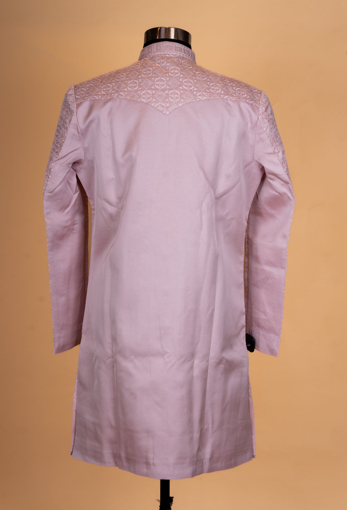 "Pastel Pink Embroidered Sherwani Set for Men – Designer Wedding & Reception Sherwani Meta Description"