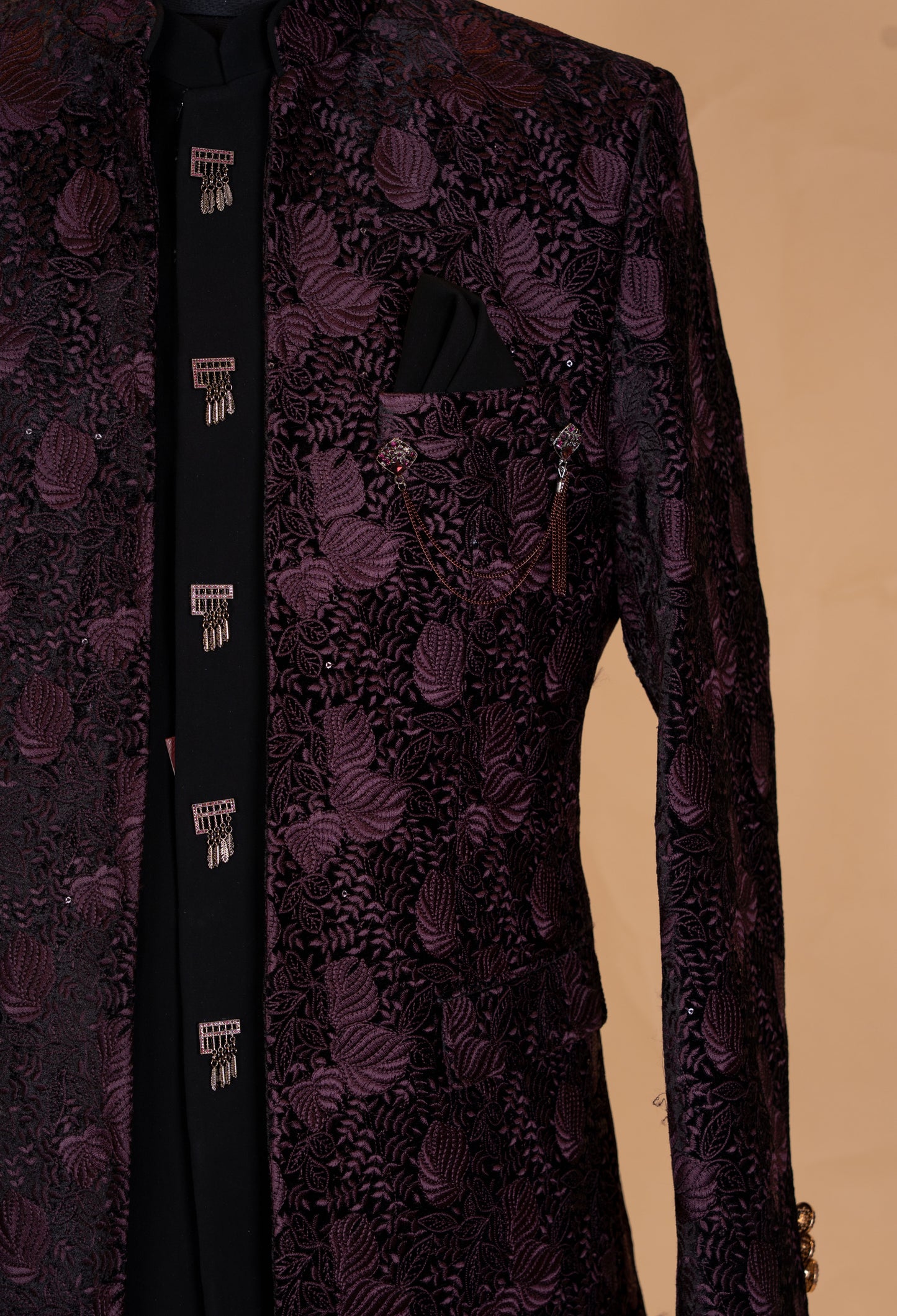Maroon Embroidered Indo-Western Blazer Set for Men – Designer Reception & Party Wear Outfit
