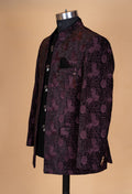 Maroon Embroidered Indo-Western Blazer Set for Men – Designer Reception & Party Wear Outfit