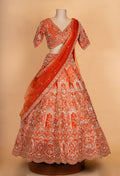 Bridal Red Heavy Embroidered Lehenga Choli Set with Dupatta for Women