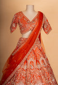 Bridal Red Heavy Embroidered Lehenga Choli Set with Dupatta for Women