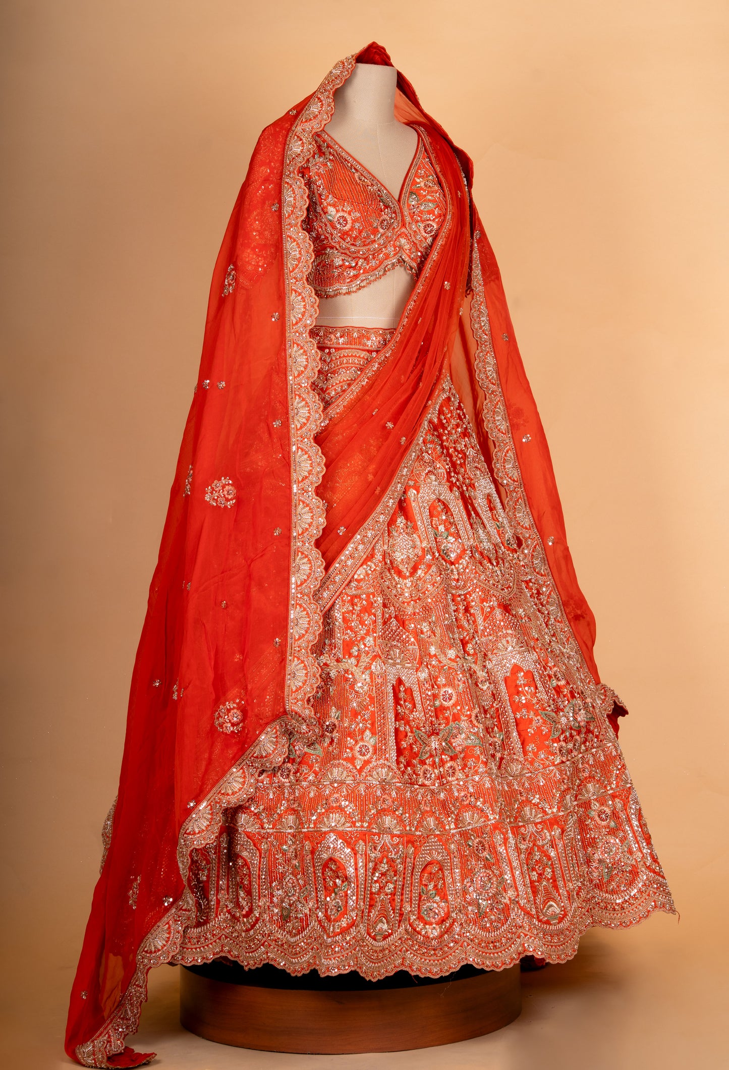 Bridal Red Heavy Embroidered Lehenga Choli Set with Dupatta for Women