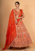 Bridal Red Heavy Embroidered Lehenga Choli Set with Dupatta for Women