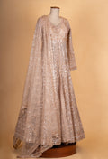 Beige Gold Heavy Embroidered Anarkali Gown for Women
