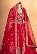 Classic Bridal Red Zari Embroidered Lehenga Choli Set with Dupatta for Women