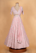 Soft Pink Embroidered Lehenga Choli Set with Dupatta for Women